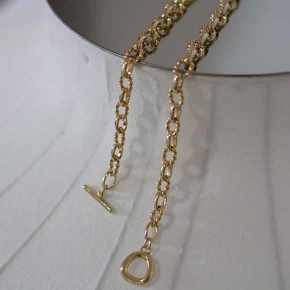 New 18k Gold Twisted Chain Punk Choker Necklace - Picture 7 of 7